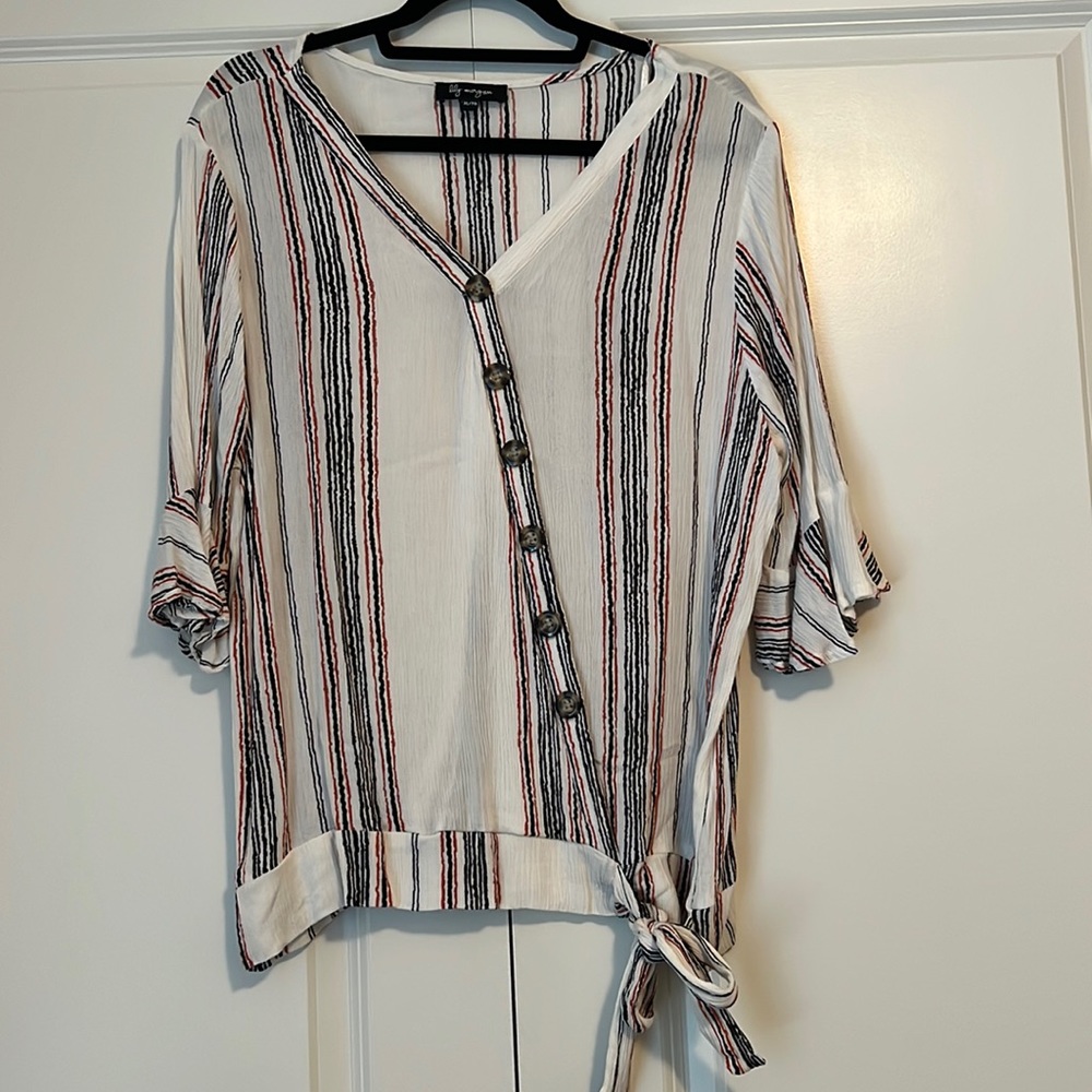 100% Rayon asymmetrical front blouse